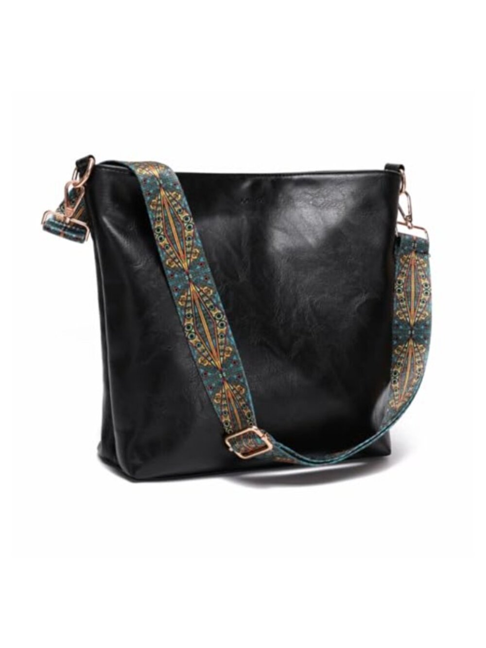 Vegan Leather Hobo Purse for Women with Guitar Strap Crossbody Bag Zipper
